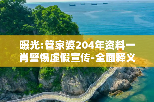 曝光:管家婆204年资料一肖警惕虚假宣传-全面释义